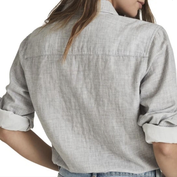 REISS grey Mimi casual button down long sleeve shirt size 14 - Picture 10 of 10
